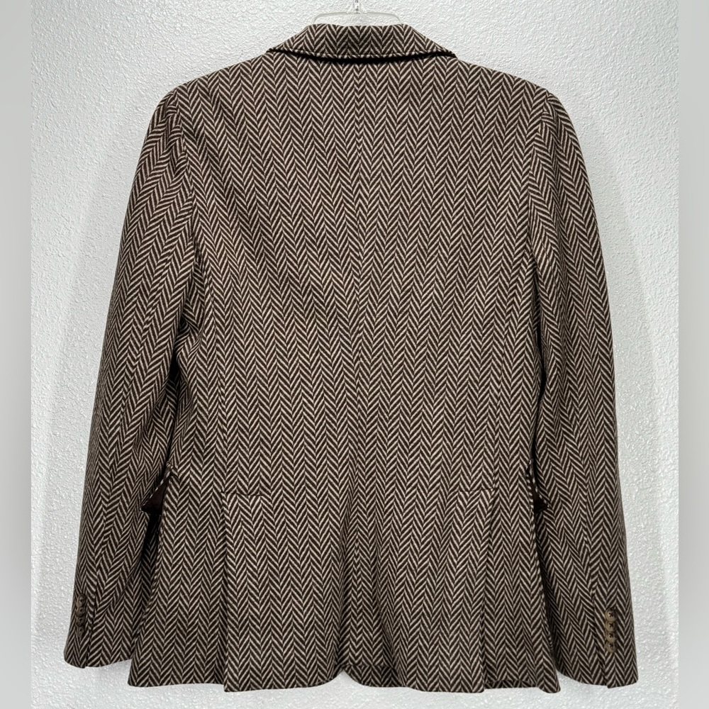 Polo by Ralph Lauren Blue Label Single Breasted Tan Herringbone Blazer 10 - Picture 4 of 15